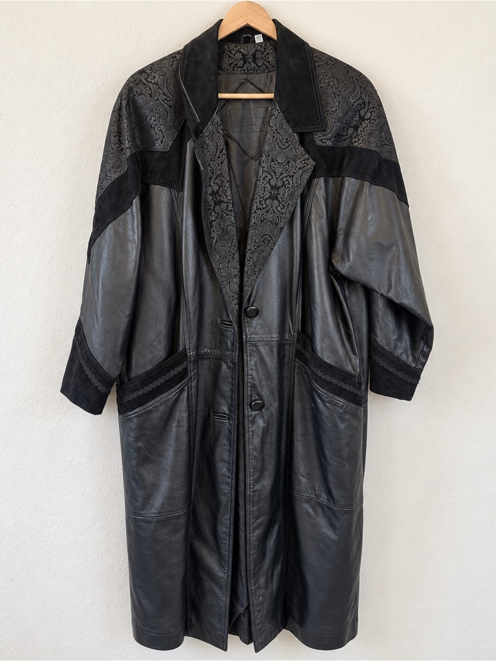 Preston & York Black Genuine Leather Suede Paisley Western Coat P/My